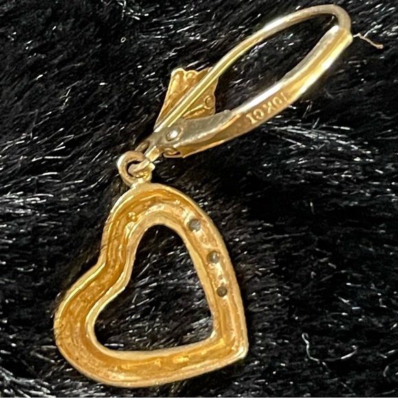 🔥Vintage 10K CI Diamond Heart Danglers - Picture 9 of 9